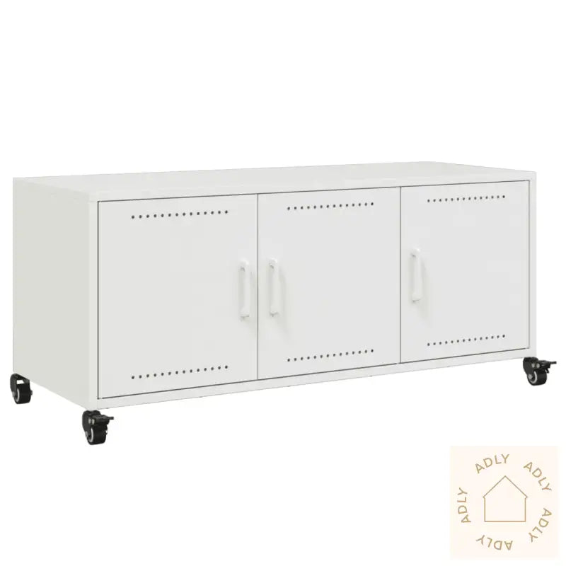 Tv-Benk Hvit 100,5X39X43,5 Cm Kaldvalset Stål