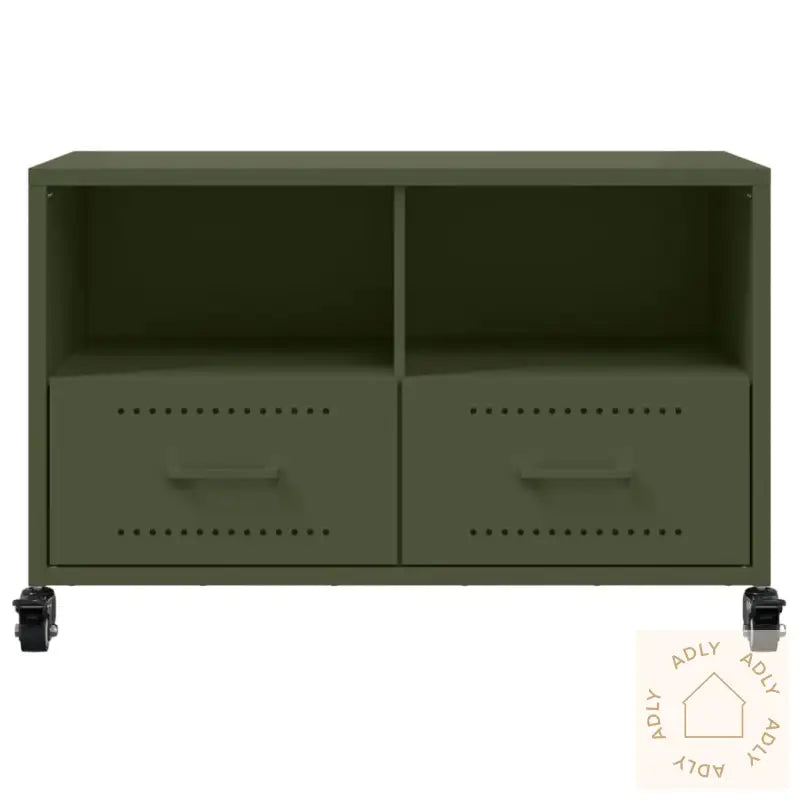 Tv-Benk Olivengrønn 68X39X43,5 Cm Stål