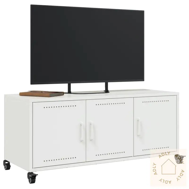 Tv-Benk Hvit 100,5X39X43,5 Cm Kaldvalset Stål