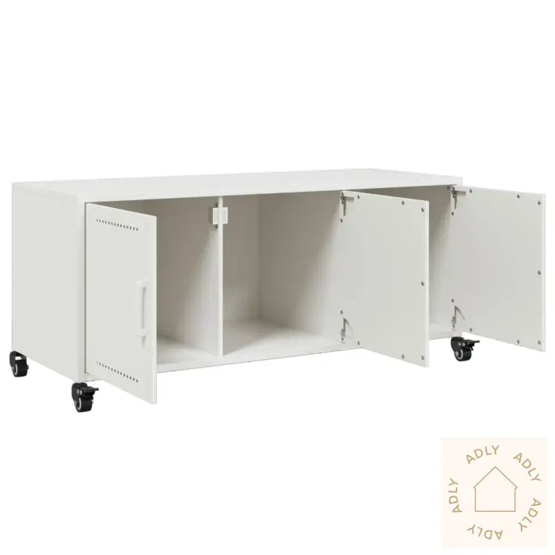 Tv-Benk Hvit 100,5X39X43,5 Cm Kaldvalset Stål