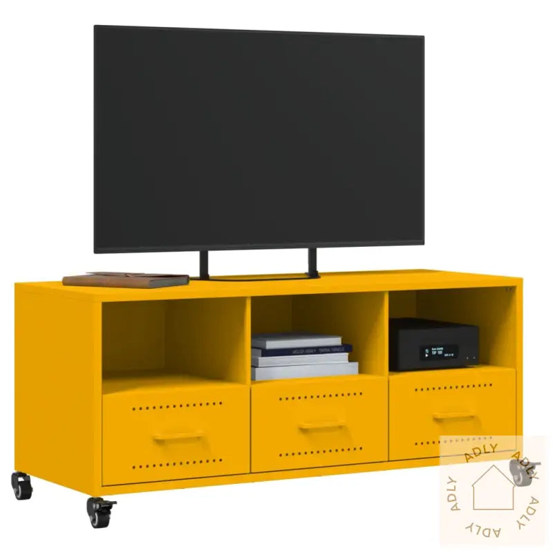 Tv-Benk Sennepsgul 100,5X39X43,5 Cm Stål