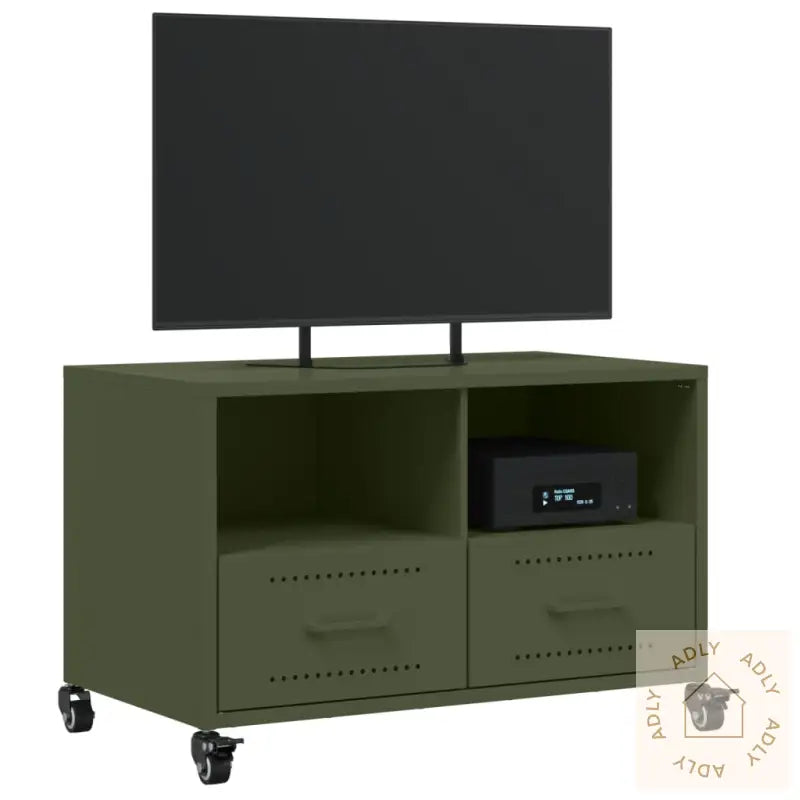 Tv-Benk Olivengrønn 68X39X43,5 Cm Stål