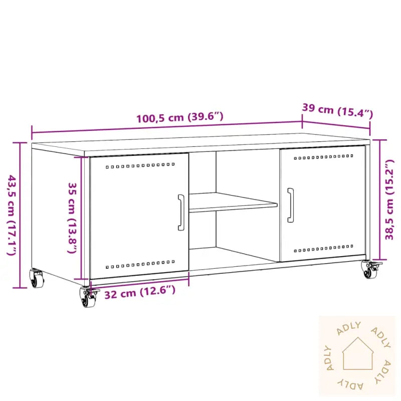 Tv-Benk Rosa 100,5X39X43,5 Cm Stål