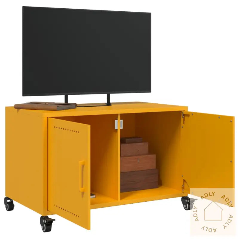 Tv-Benk Sennepsgul 68X39X43,5 Cm Kaldvalset Stål