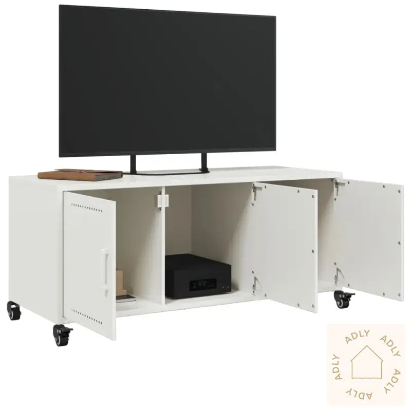 Tv-Benk Hvit 100,5X39X43,5 Cm Kaldvalset Stål