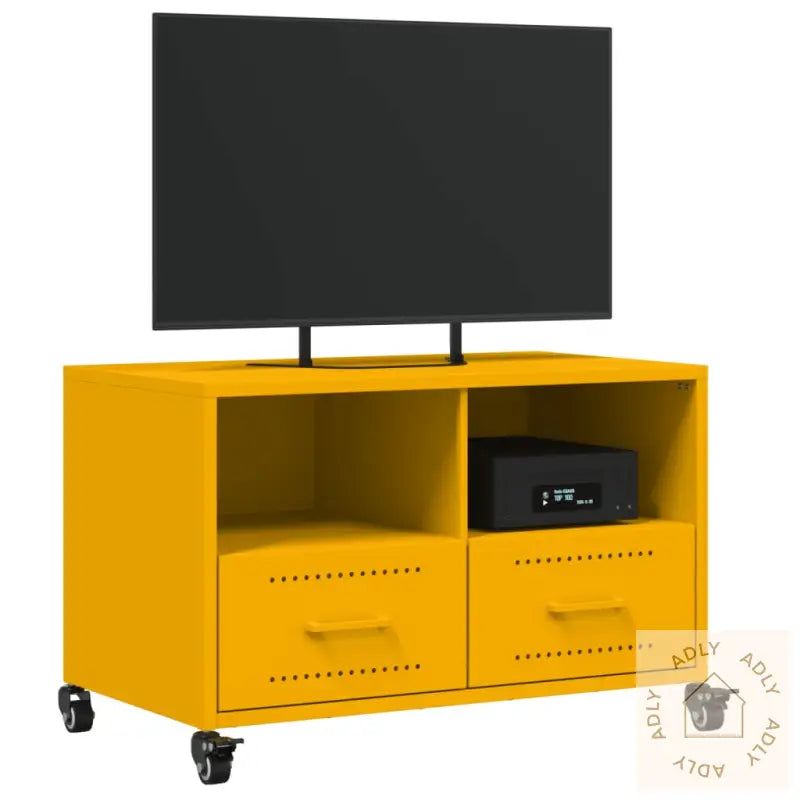 Tv-Benk Sennepsgul 68X39X43,5 Cm Kaldvalset Stål