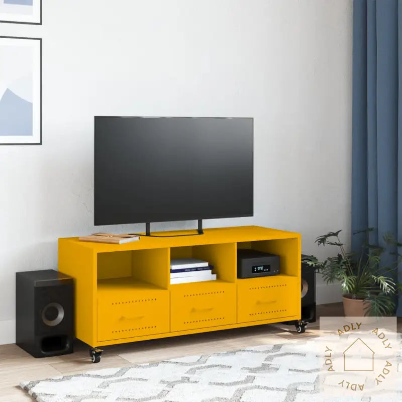 Tv-Benk Sennepsgul 100,5X39X43,5 Cm Stål