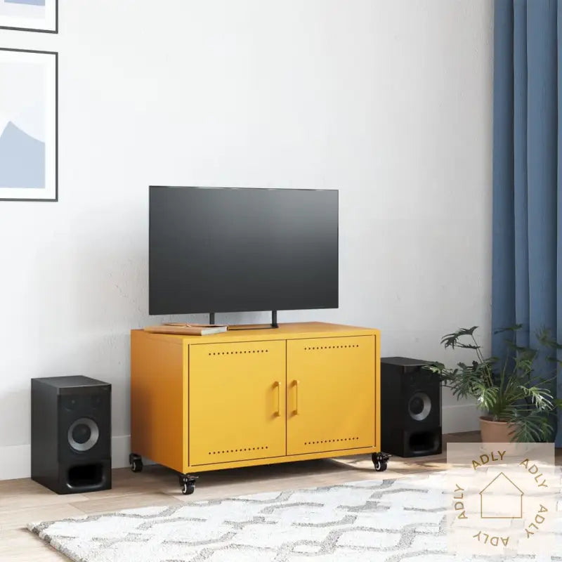 Tv-Benk Sennepsgul 68X39X43,5 Cm Kaldvalset Stål