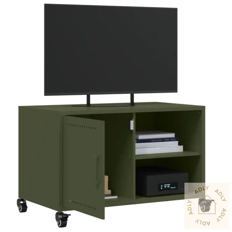 Tv-Benk Olivengrønn 68X39X43,5 Cm Stål