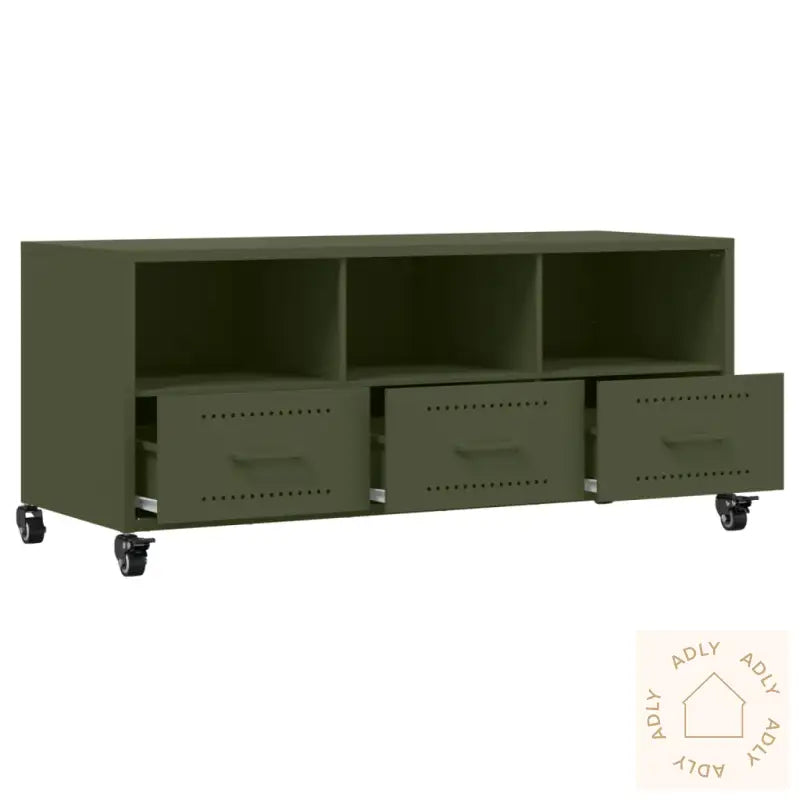 Tv-Benk Olivengrønn 100,5X39X43,5 Cm Stål