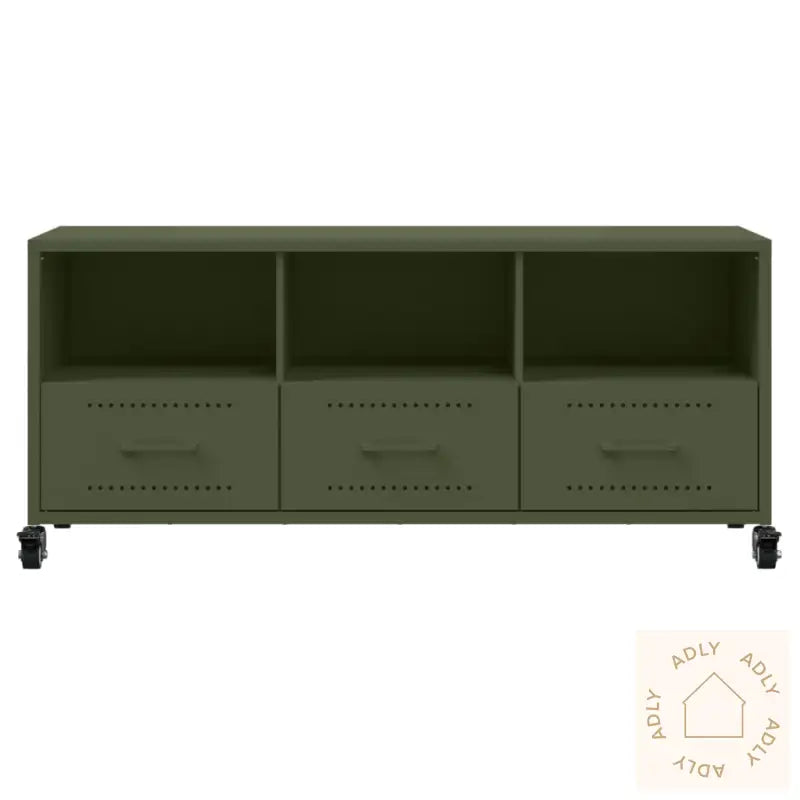Tv-Benk Olivengrønn 100,5X39X43,5 Cm Stål