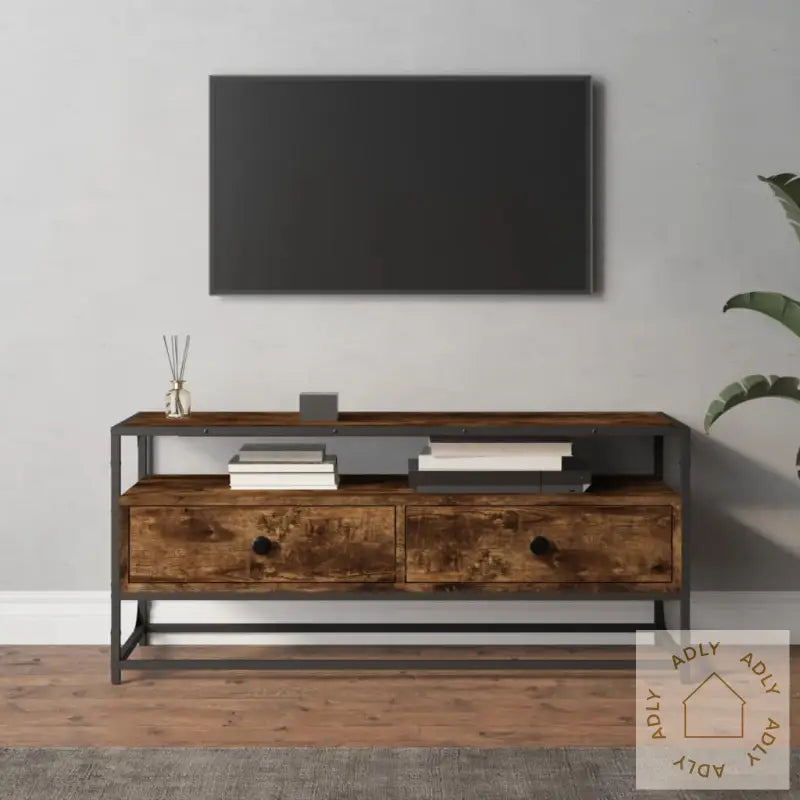 Tv-Benk Røkt Eik 100X35X45 Cm Konstruert Tre
