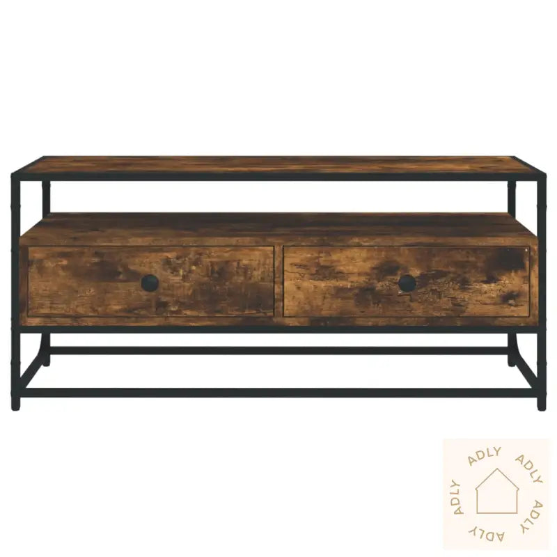 Tv-Benk Røkt Eik 100X35X45 Cm Konstruert Tre