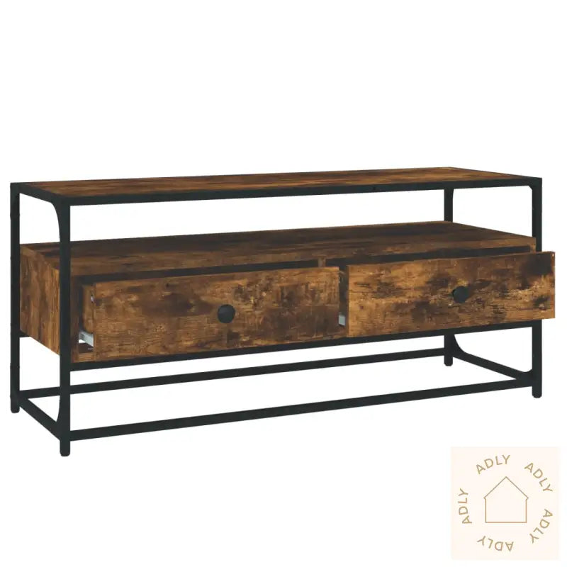 Tv-Benk Røkt Eik 100X35X45 Cm Konstruert Tre