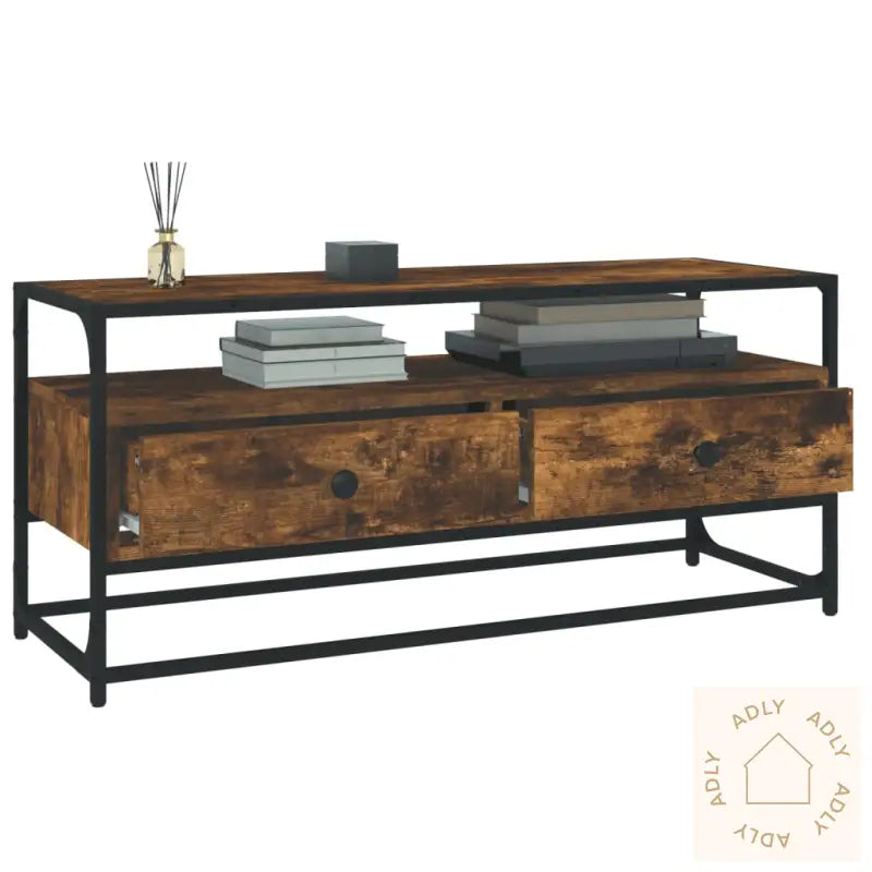 Tv-Benk Røkt Eik 100X35X45 Cm Konstruert Tre