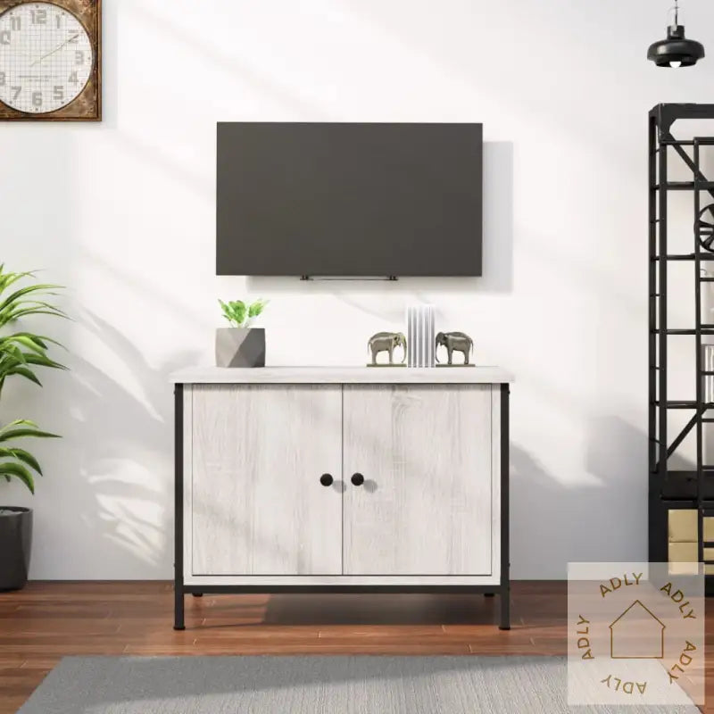 Tv-Benk Med Dører Grå Sonoma 60X35X45 Cm Konstruert Tre