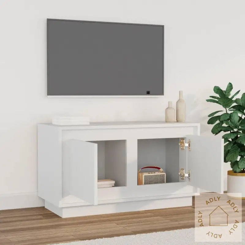 Tv-Benk Hvit 80X35X45 Cm Konstruert Tre