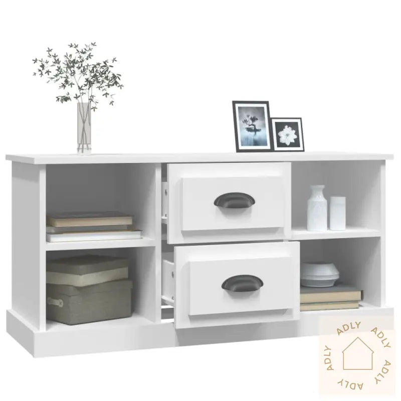 Tv-Benk Hvit 99,5X35,5X48 Cm Konstruert Tre