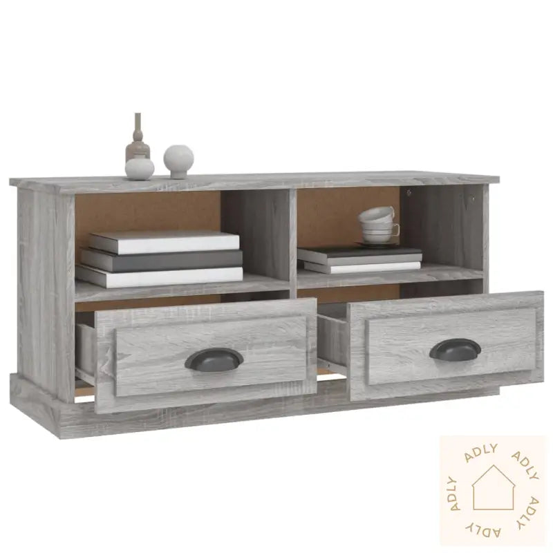 Tv-Benk Grå Sonoma 93X35,5X45 Cm Konstruert Tre