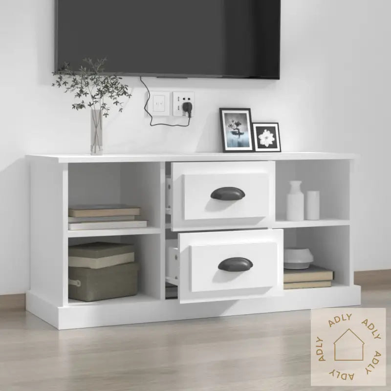 Tv-Benk Hvit 99,5X35,5X48 Cm Konstruert Tre