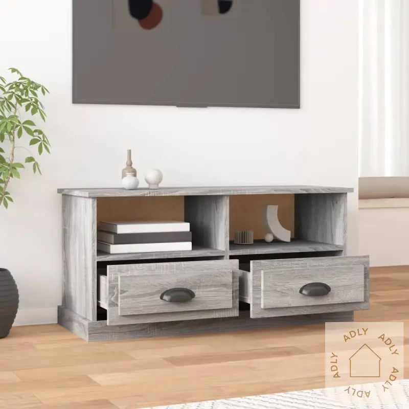 Tv-Benk Grå Sonoma 93X35,5X45 Cm Konstruert Tre