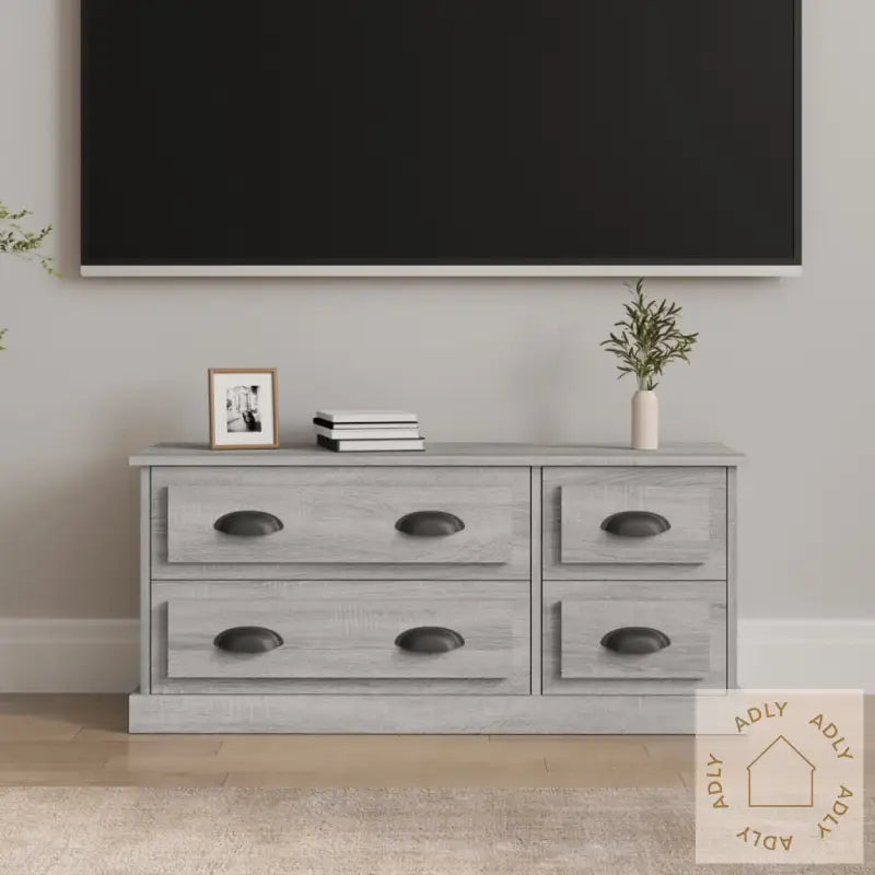 Tv-Benk Grå Sonoma 100X35,5X45 Cm Konstruert Tre