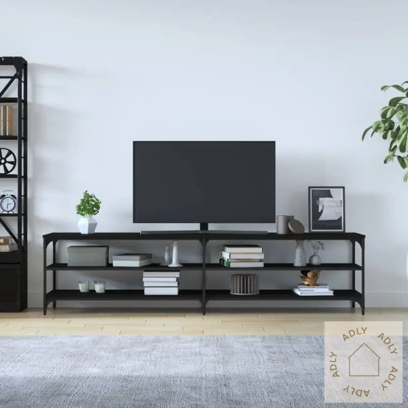 Tv-Benk Svart 200X30X50 Cm Konstruert Tre Og Metall