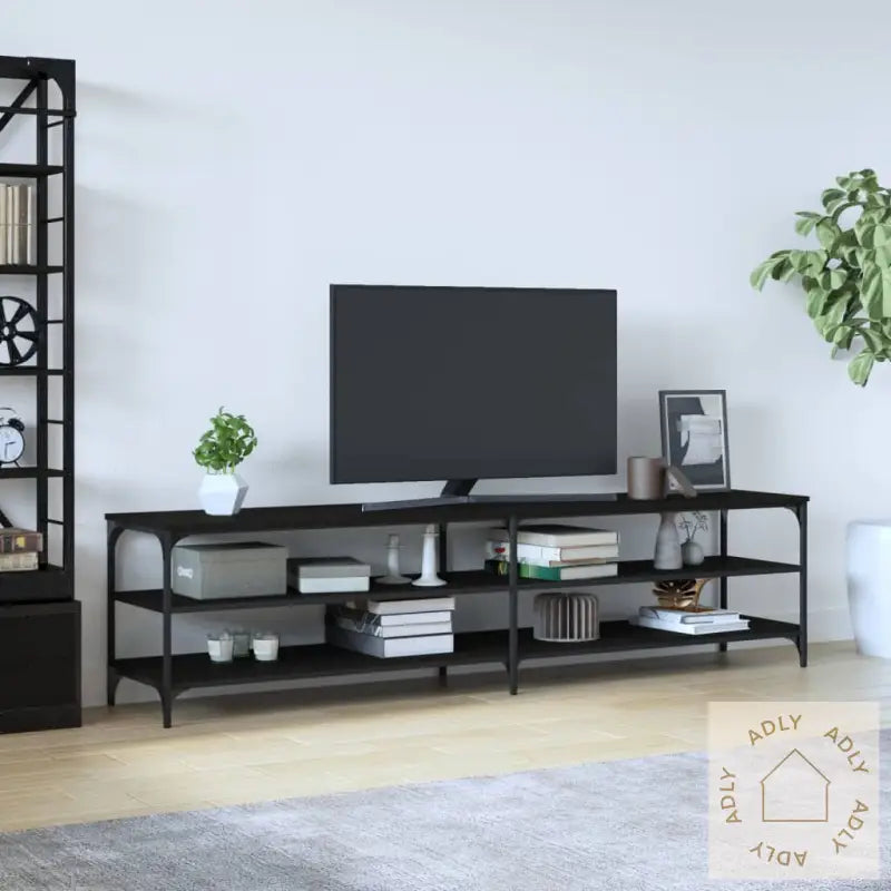 Tv-Benk Svart 200X30X50 Cm Konstruert Tre Og Metall