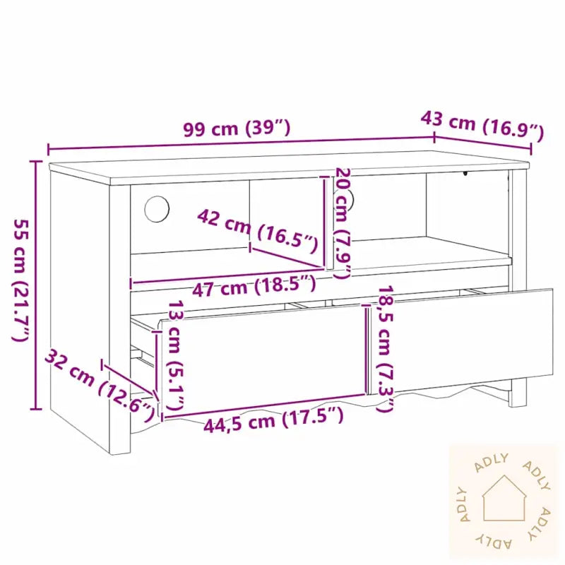 Tv-Skap &quot;Drammen&quot; 99X43X55 Cm Solid Tre Furu