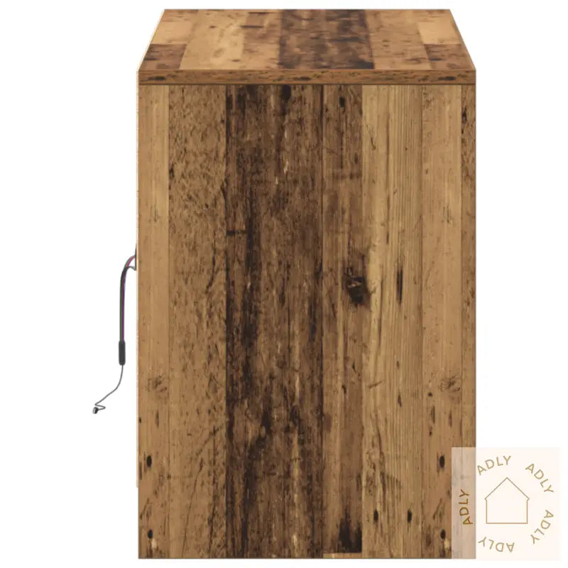 Tv-Skap Med Led-Lys - Gammelt Tre, 100X34X50 Cm I Konstruert Tre.