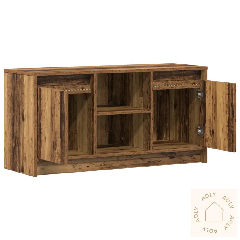 Tv-Skap Med Led-Lys - Gammelt Tre, 100X34X50 Cm I Konstruert Tre.