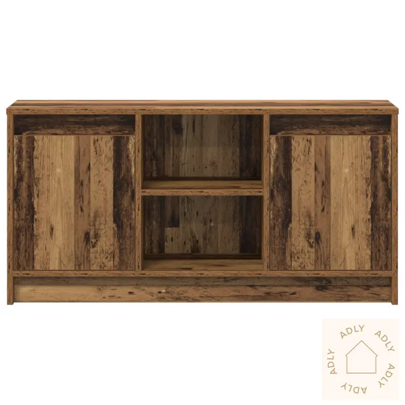 Tv-Skap Med Led-Lys - Gammelt Tre, 100X34X50 Cm I Konstruert Tre.