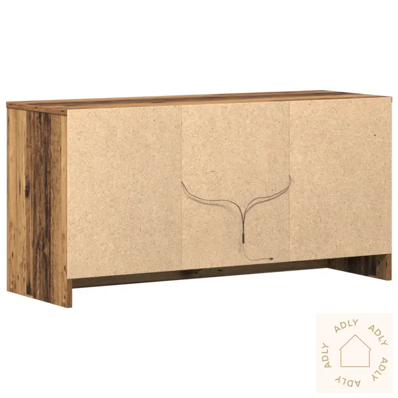 Tv-Skap Med Led-Lys - Gammelt Tre, 100X34X50 Cm I Konstruert Tre.