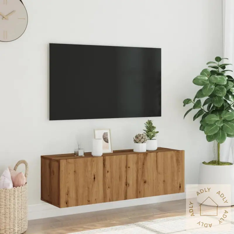 Vegghengt Tv-Benk Artisan Eik 100X30X30 Cm Konstruert Tre