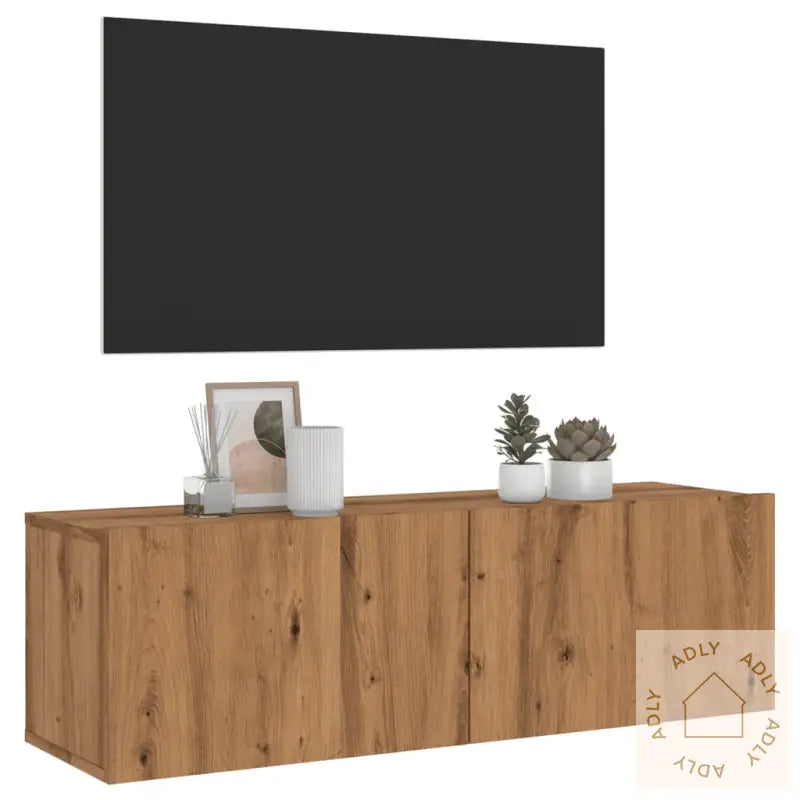 Vegghengt Tv-Benk Artisan Eik 100X30X30 Cm Konstruert Tre