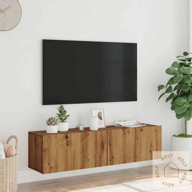 Vegghengt Tv-Benk Artisan Eik 120X30X30 Cm Konstruert Tre