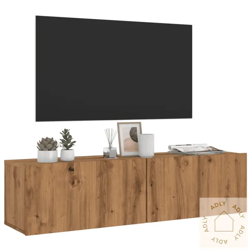 Vegghengt Tv-Benk Artisan Eik 120X30X30 Cm Konstruert Tre