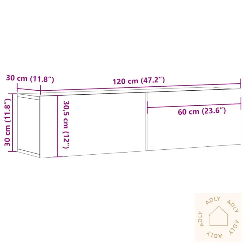 Vegghengt Tv-Benk Artisan Eik 120X30X30 Cm Konstruert Tre