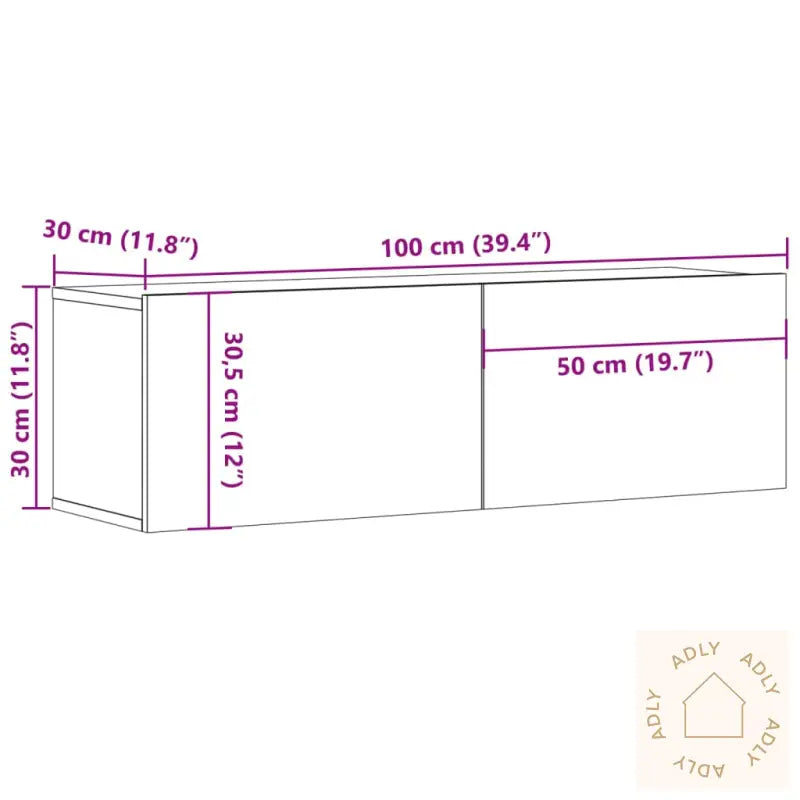 Vegghengt Tv-Benk Artisan Eik 100X30X30 Cm Konstruert Tre