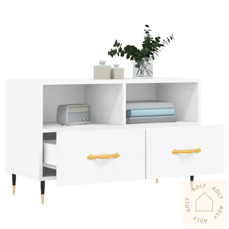 Tv-Benk Hvit 80X36X50 Cm Konstruert Tre