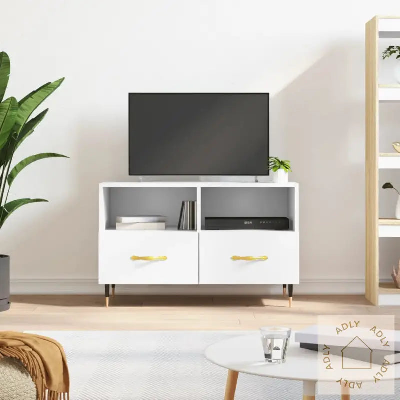 Tv-Benk Hvit 80X36X50 Cm Konstruert Tre