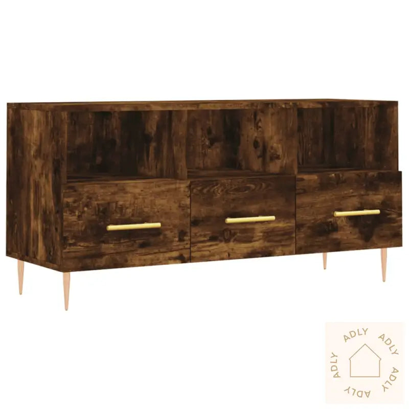 Tv-Benk Røkt Eik 102X36X50 Cm Konstruert Tre