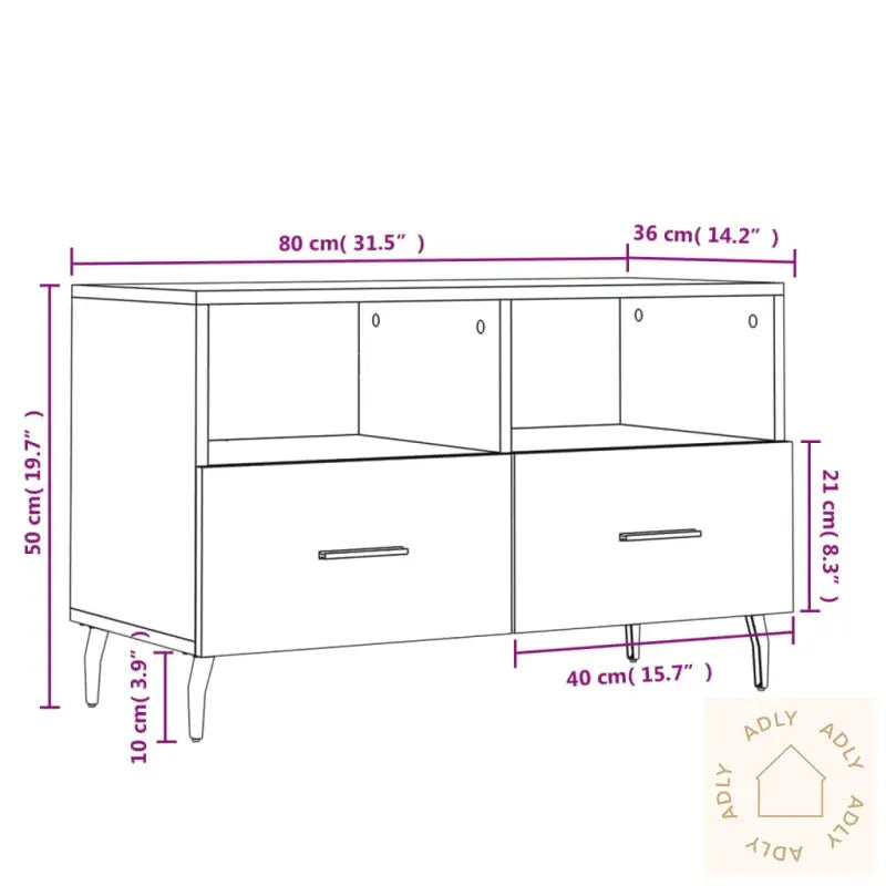 Tv-Benk Svart 80X36X50 Cm Konstruert Tre