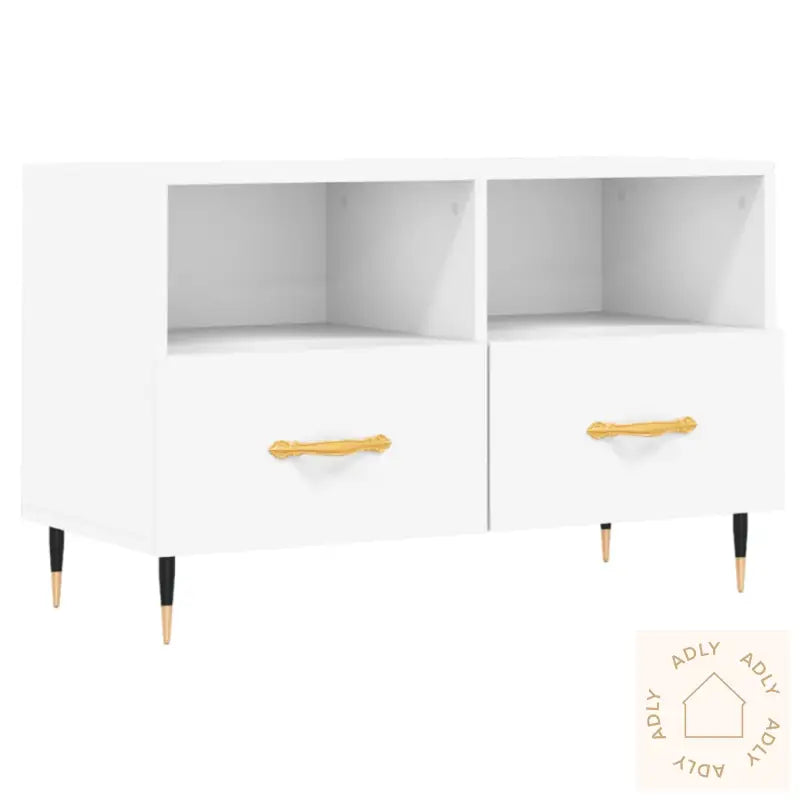 Tv-Benk Hvit 80X36X50 Cm Konstruert Tre