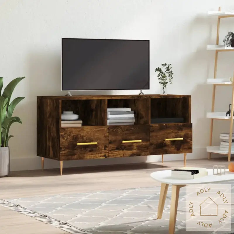 Tv-Benk Røkt Eik 102X36X50 Cm Konstruert Tre