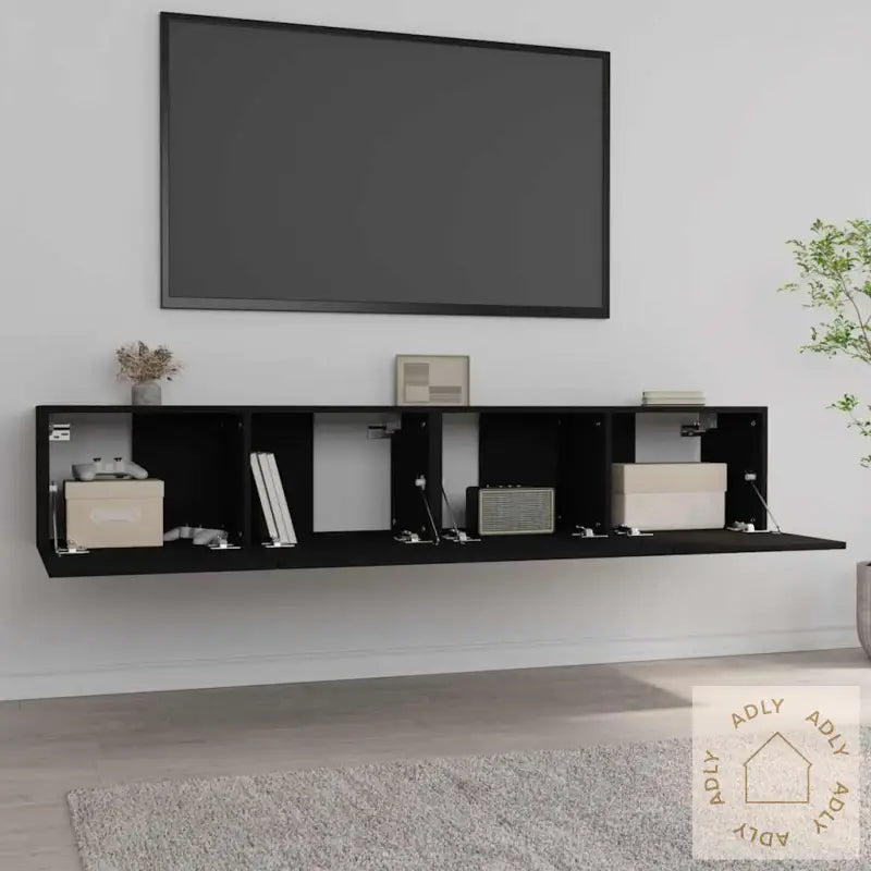 Tv-Benker 2 Stk Svart 80X30X30 Cm Konstruert Tre