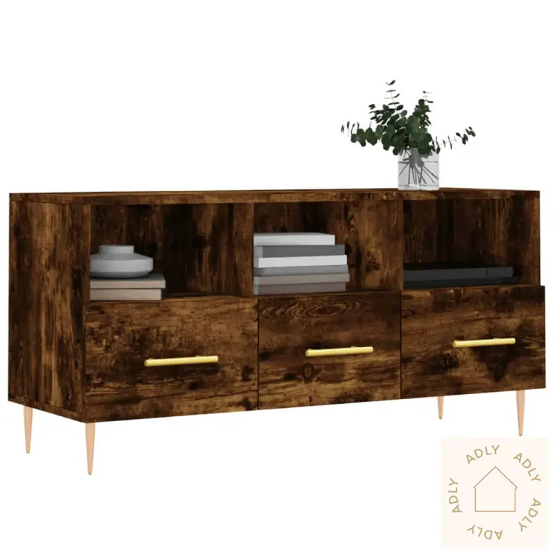 Tv-Benk Røkt Eik 102X36X50 Cm Konstruert Tre