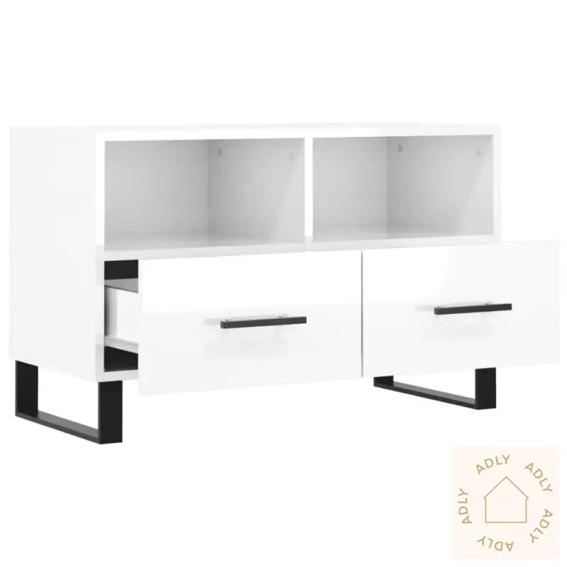 Tv-Benk Høyglans Hvit 80X36X50 Cm Konstruert Tre