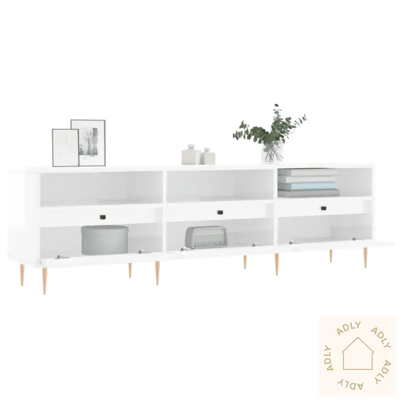 Tv-Benk Høyglans Hvit 150X30X44,5 Cm Konstruert Tre