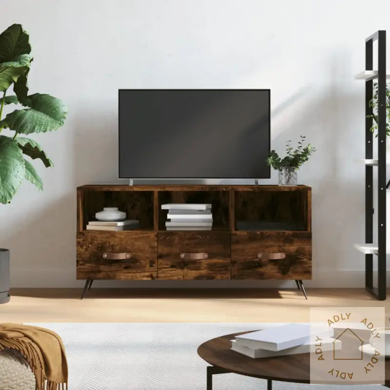 Tv-Benk Røkt Eik 102X36X50 Cm Konstruert Tre